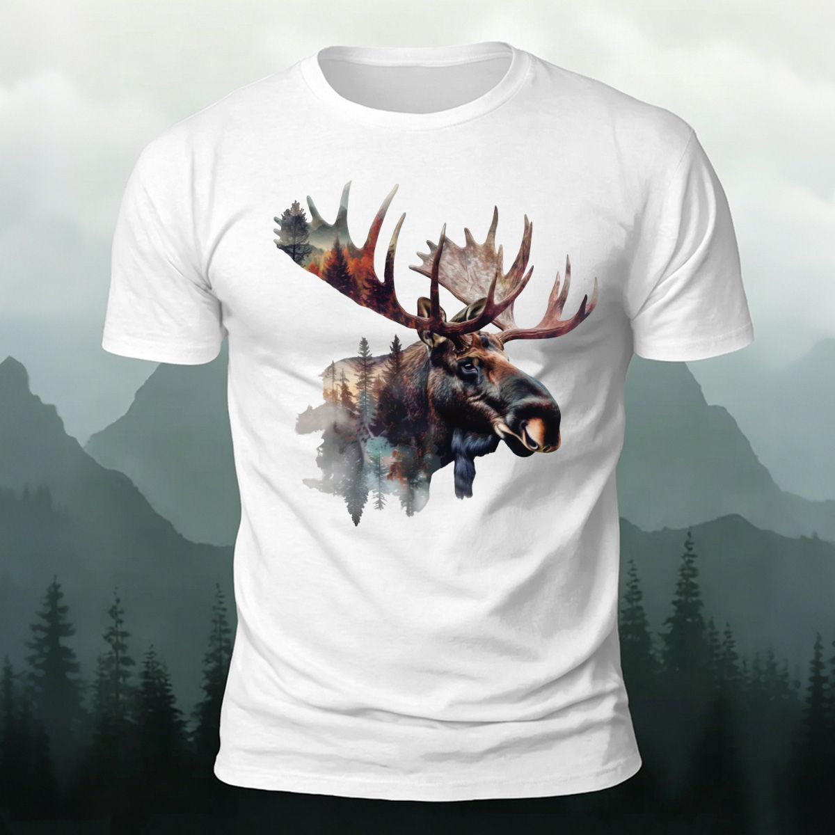 Scenery-style Moose Men's Simple Premium Cotton T-Shirt