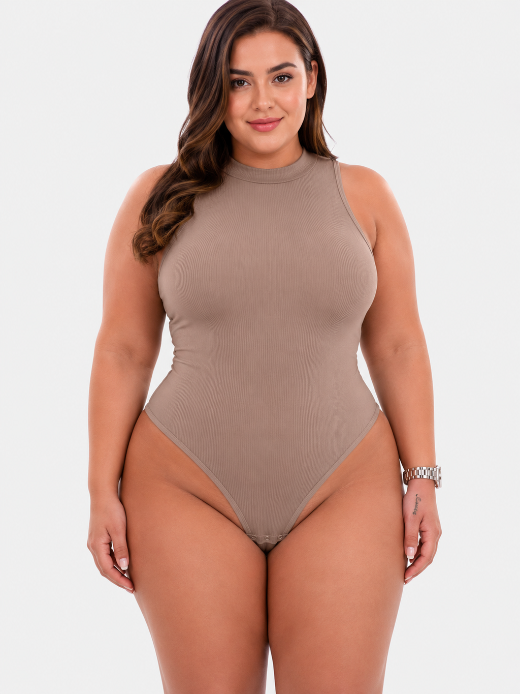 High Neck Sculpt Thong Bodysuit Belly Control Shapewear