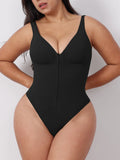 Zipper Strap Backless V-Neck Tummy Control Shaping Bodysuits
