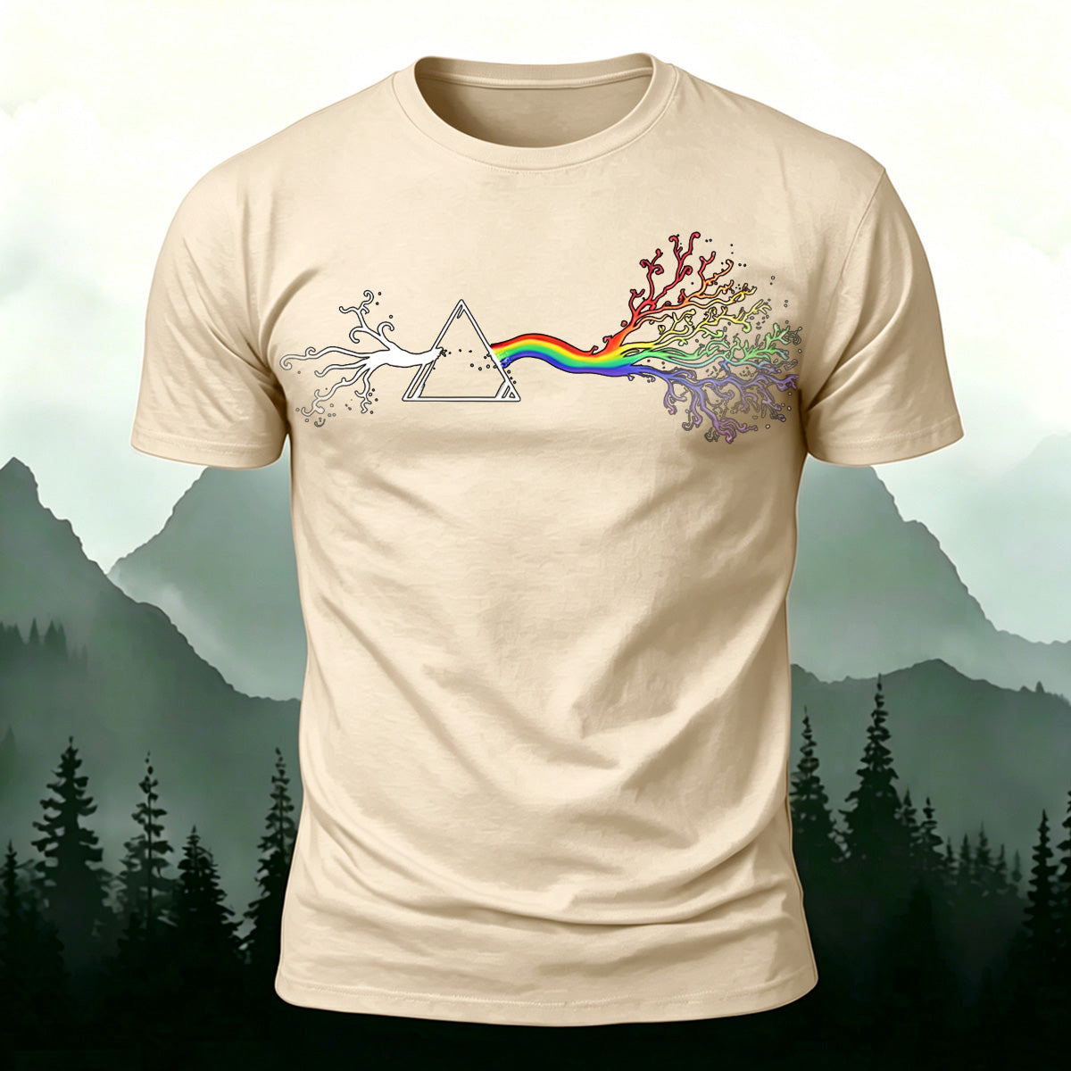 Colorful Tree Print Premium Cotton Round Neck T-Shirt
