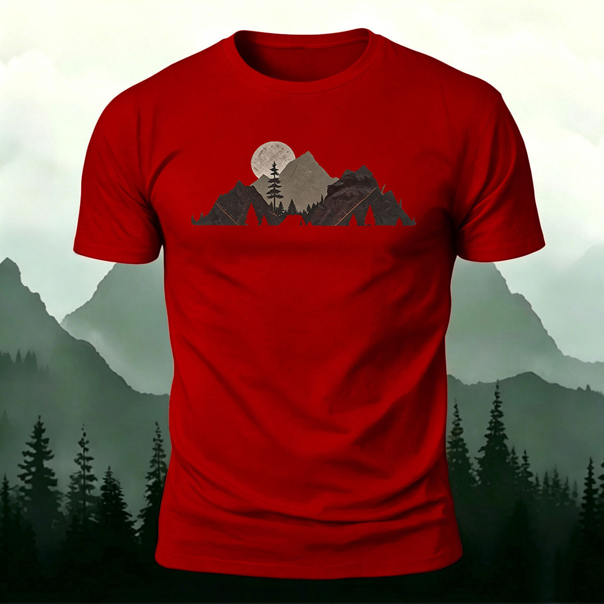Mountain Landscape Pattern Natural Style Casual T-Shirt