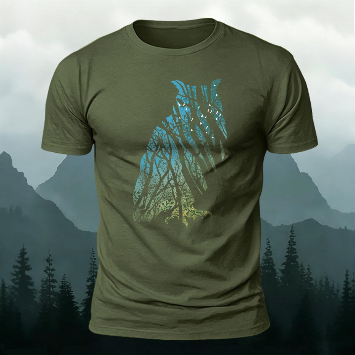 Tech Owl Art Print Casual Cotton T-Shirt