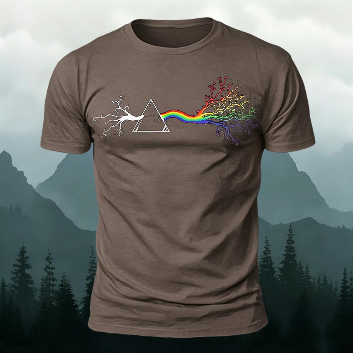 Colorful Tree Print Premium Cotton Round Neck T-Shirt