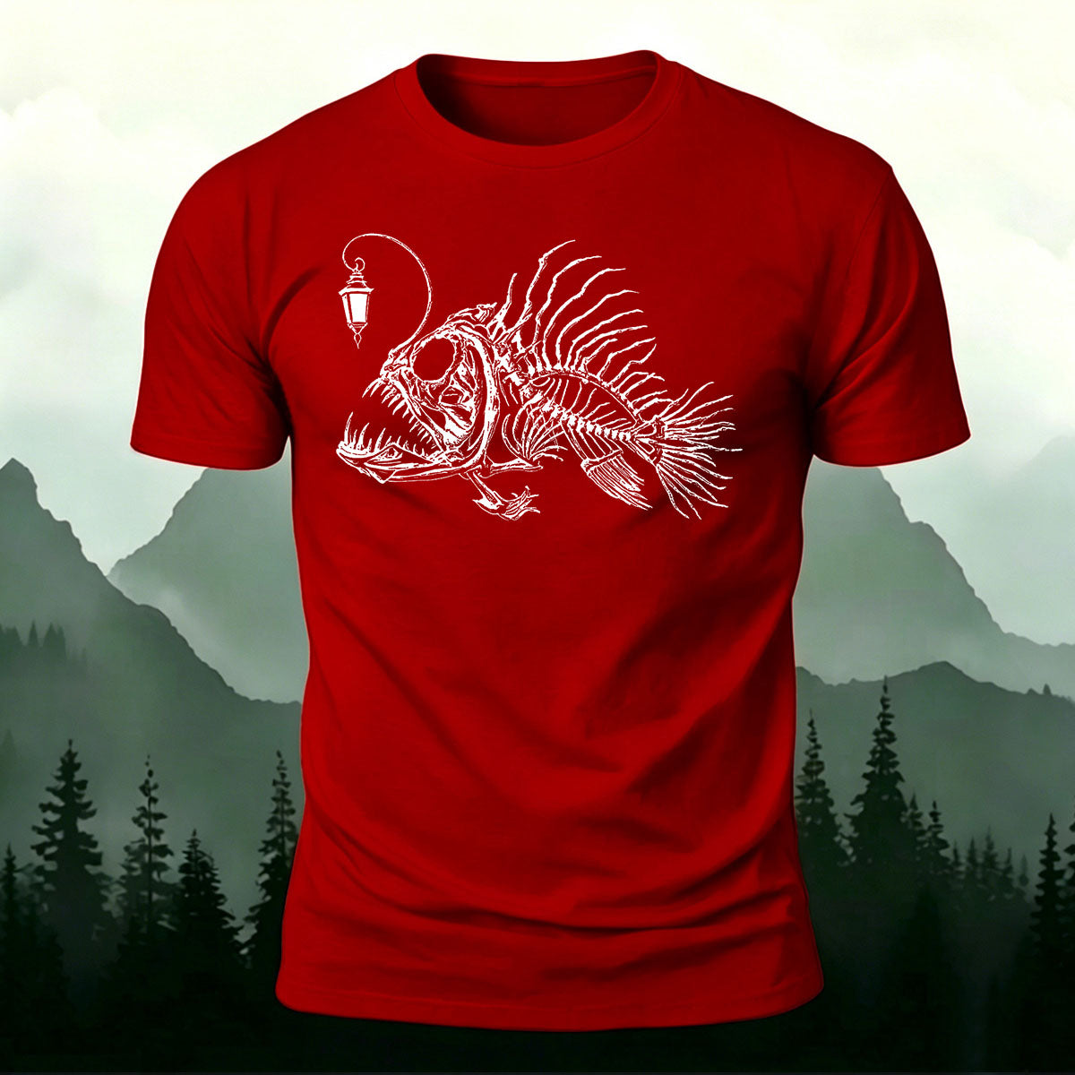 Underwater Fishbone Pattern Cotton Casual T-Shirt