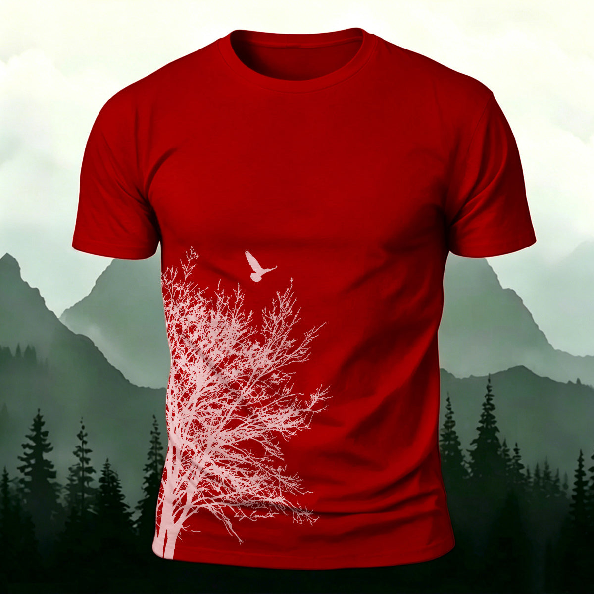 Minimalist  Tree Pattern Natural Style Casual T-Shirt