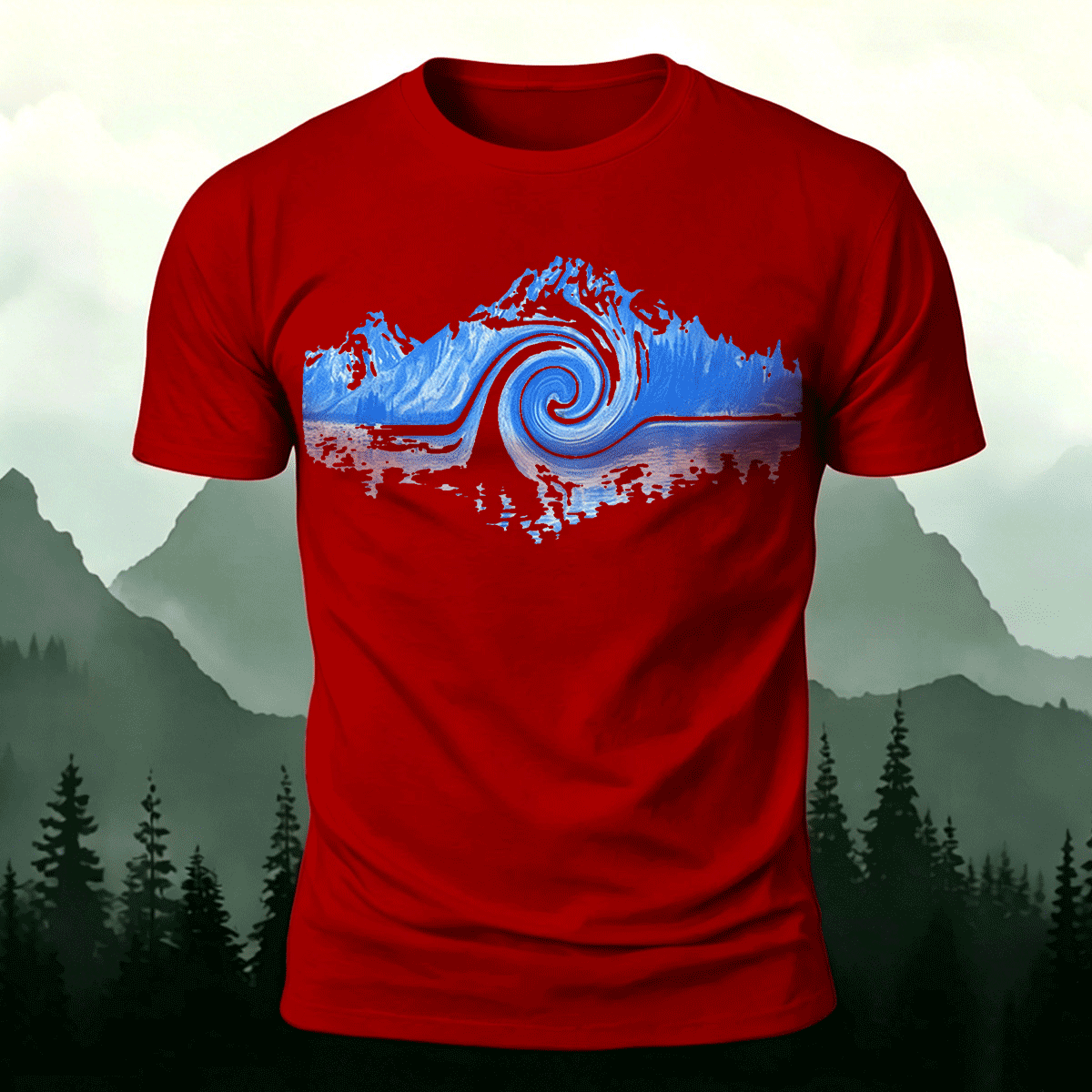 Abstract Landscape Print Premium Cotton Casual T-Shirt