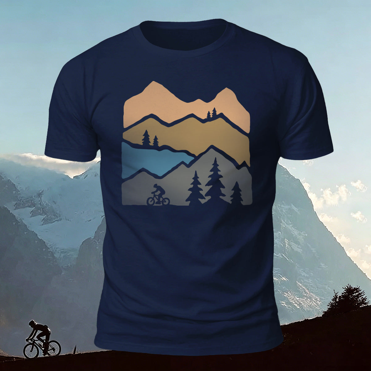 Mountain Biking Print Outdoor Casual Cotton T-Shirt