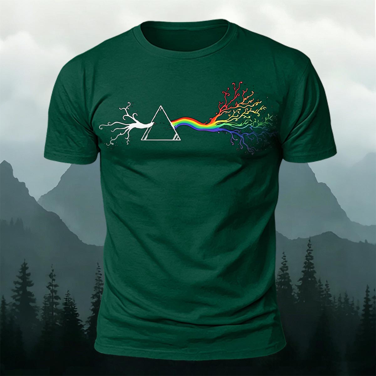 Colorful Tree Print Premium Cotton Round Neck T-Shirt