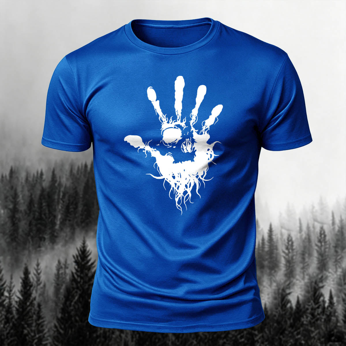 Cotton Skull Face Palm Print Outdoor T-Shirt
