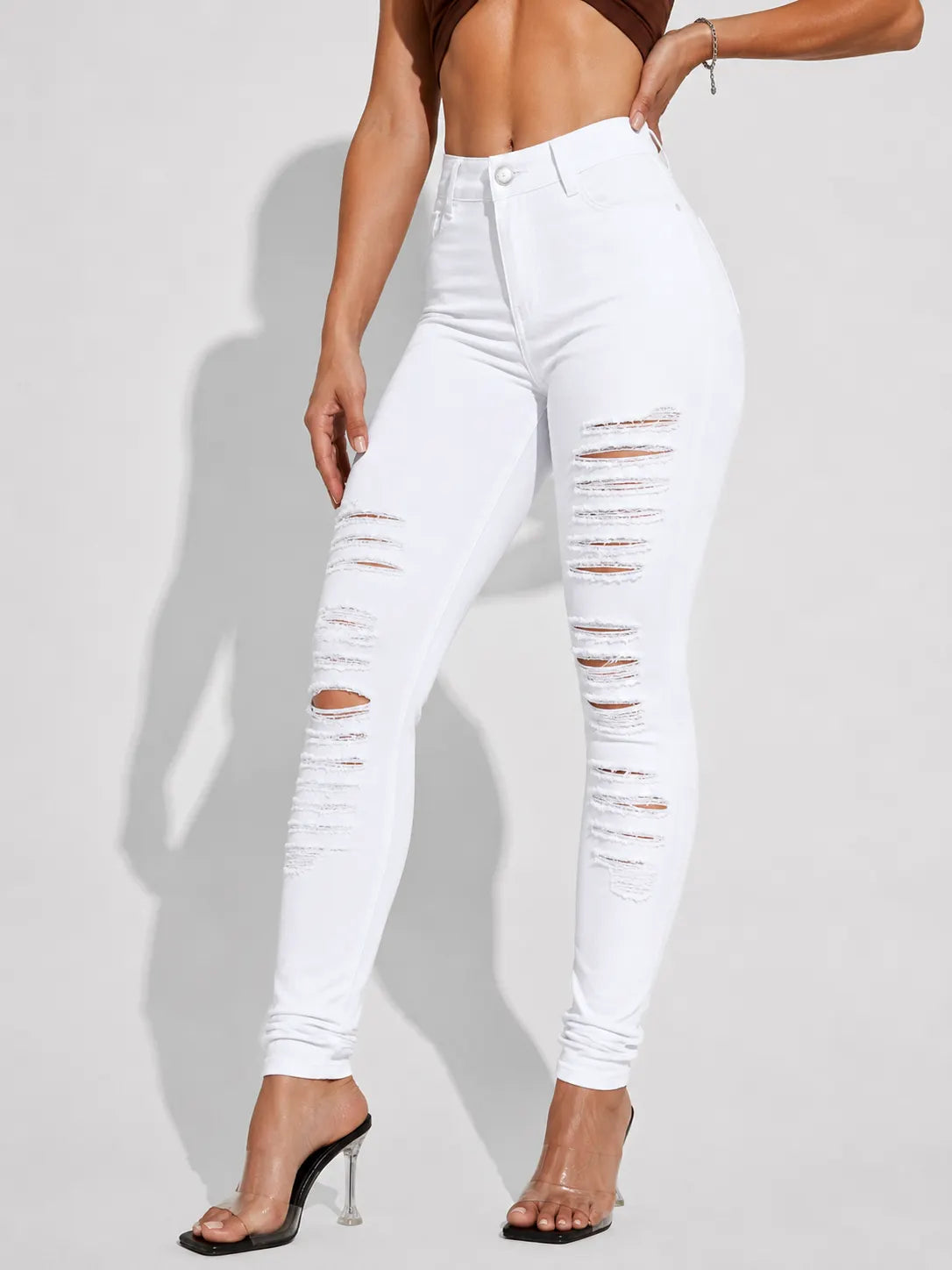 Personalized Ripped Slim High Waist Skinny Jeans