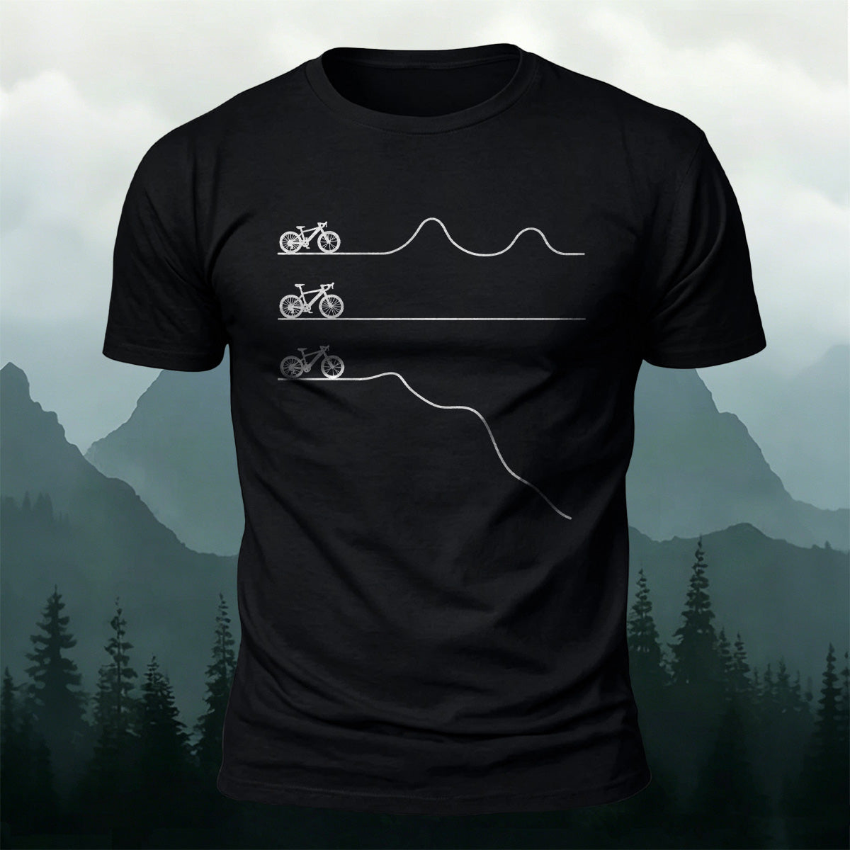 Outdoor Cycling Road Print 100% Cotton Casual T-Shirt