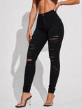 Personalized Ripped Slim High Waist Skinny Jeans
