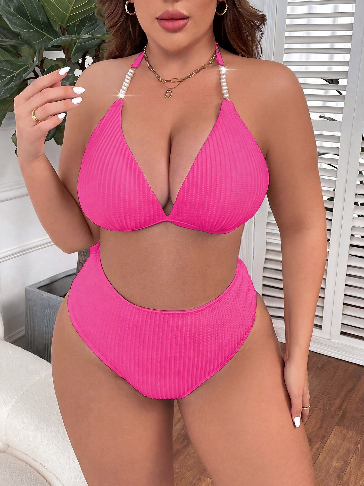 Women's Solid-Color Strapless Backless Sexy Bikini