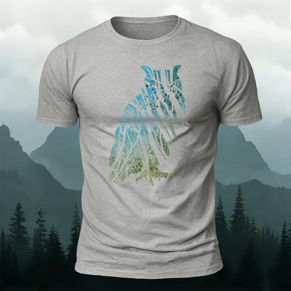 Tech Owl Art Print Casual Cotton T-Shirt