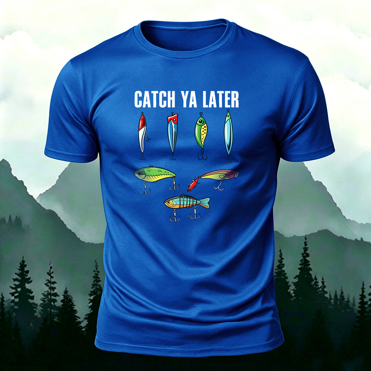 Cartoon Colorful Fish Pattern Simple Casual T-Shirt