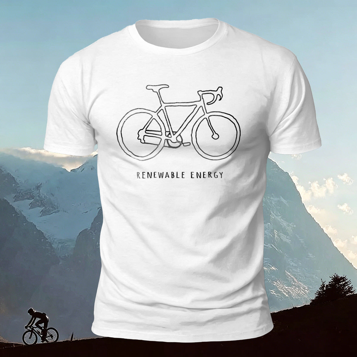 Bicycle Print Pattern Combed Cotton Comfort T-shirt