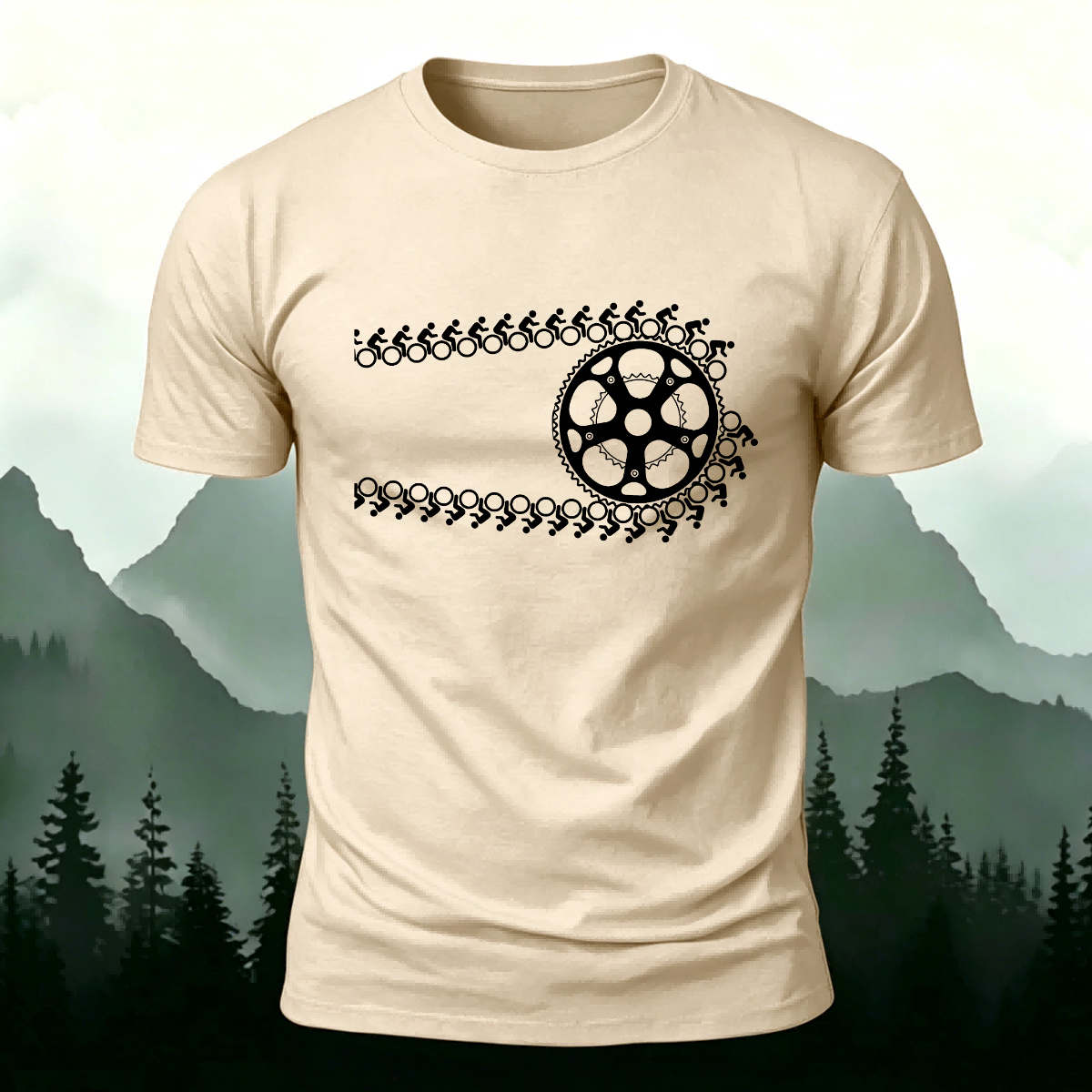 Artistic Cycling Pattern Outdoor Style Skin-Friendly T-Shirt