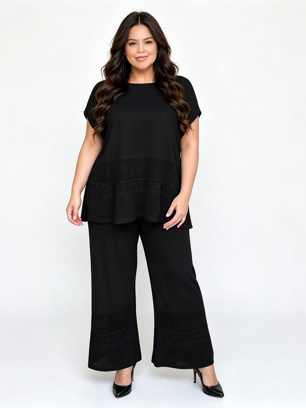 Casual Fashion Hollow-Out Solid Color Loose-Fit Set