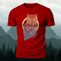 Viking Mythology Owl Print Casual Cotton T-Shirt