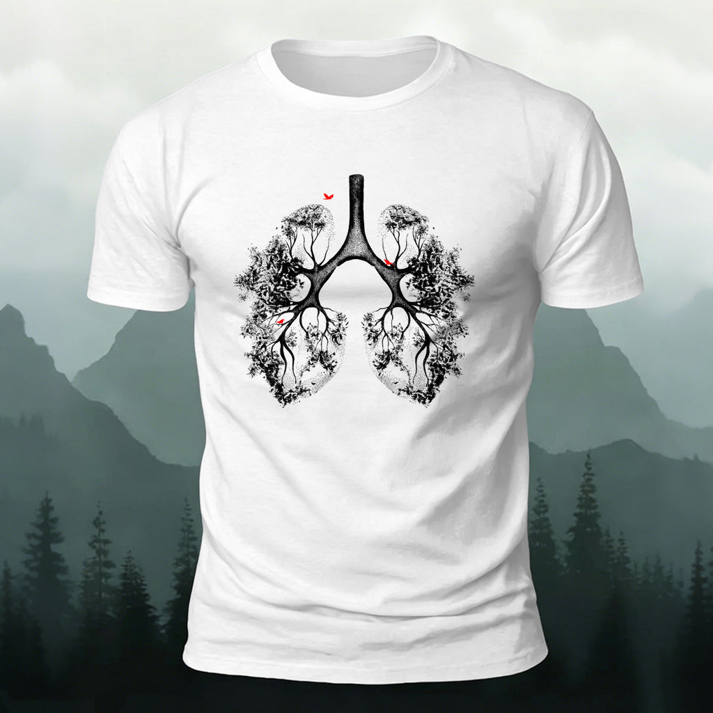 Lush Branches Lung Pattern Skin-friendly Cotton T-shirt