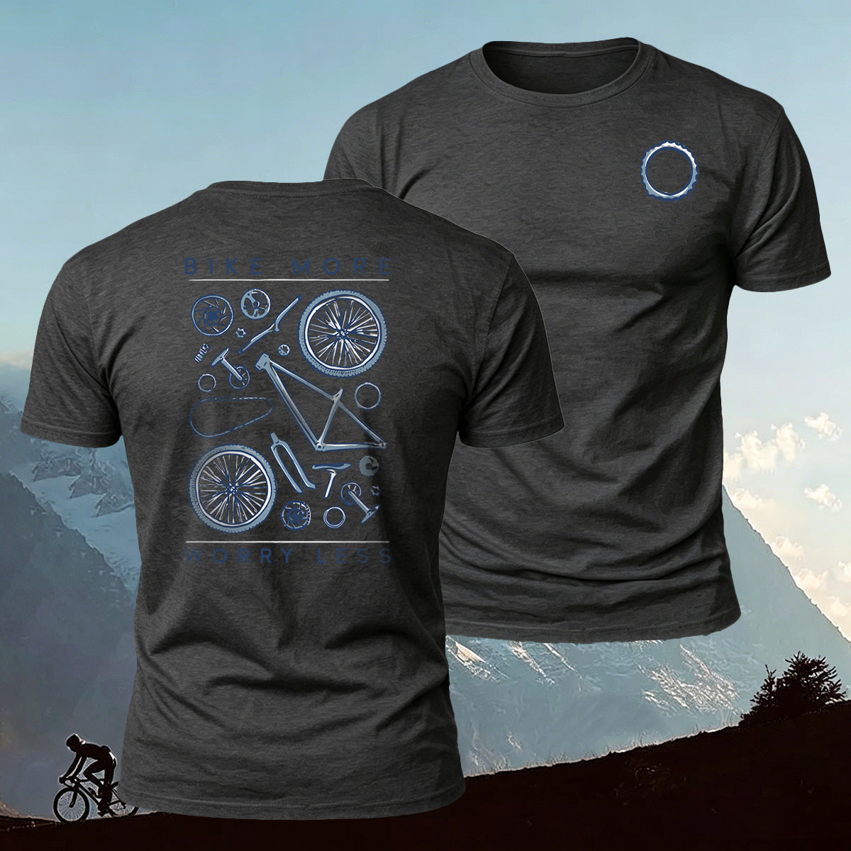 Bicycle Parts Print 100% Cotton Casual T-Shirt