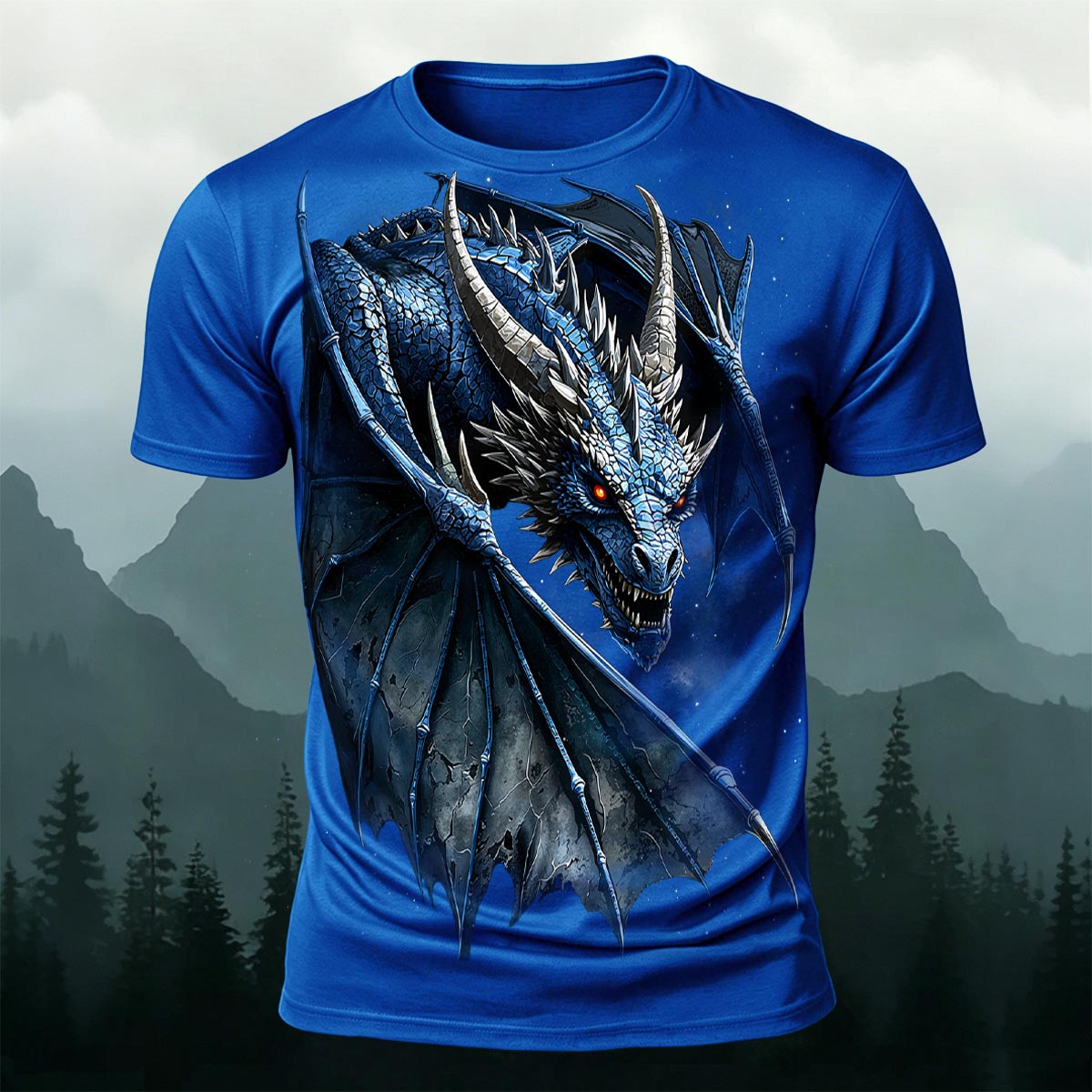 Fierce Dragon Print Cool Casual Sublimation T-Shirt
