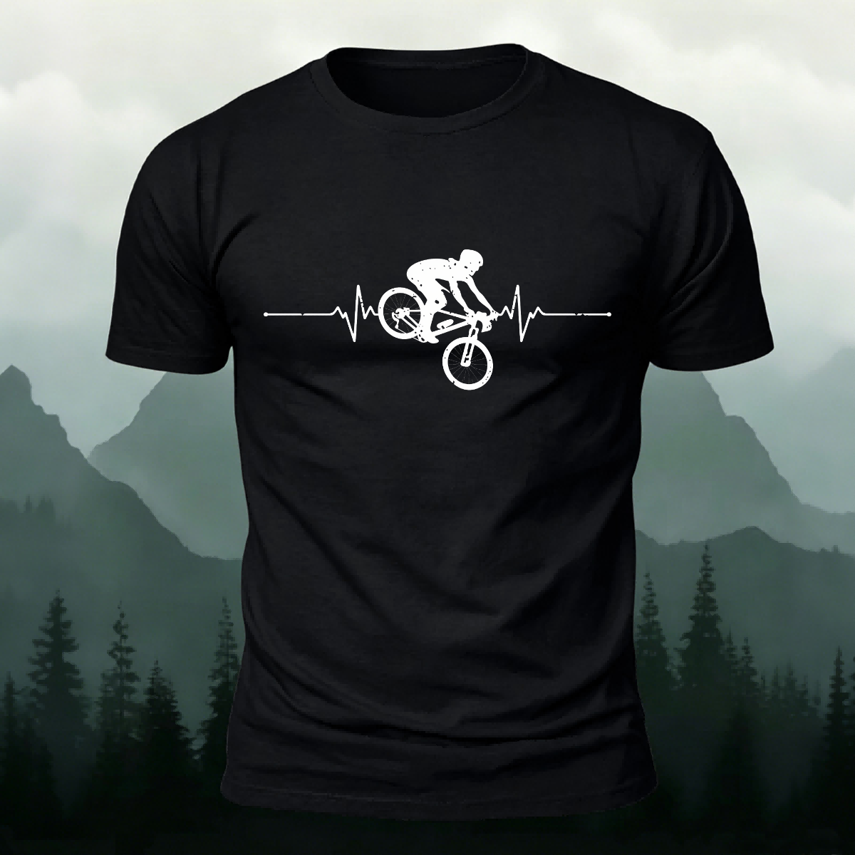 Minimalist Cycling Pattern Soft Comfortable Cotton T-Shirt
