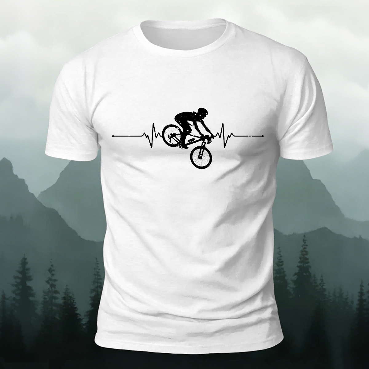 Minimalist Cycling Pattern Soft Comfortable Cotton T-Shirt