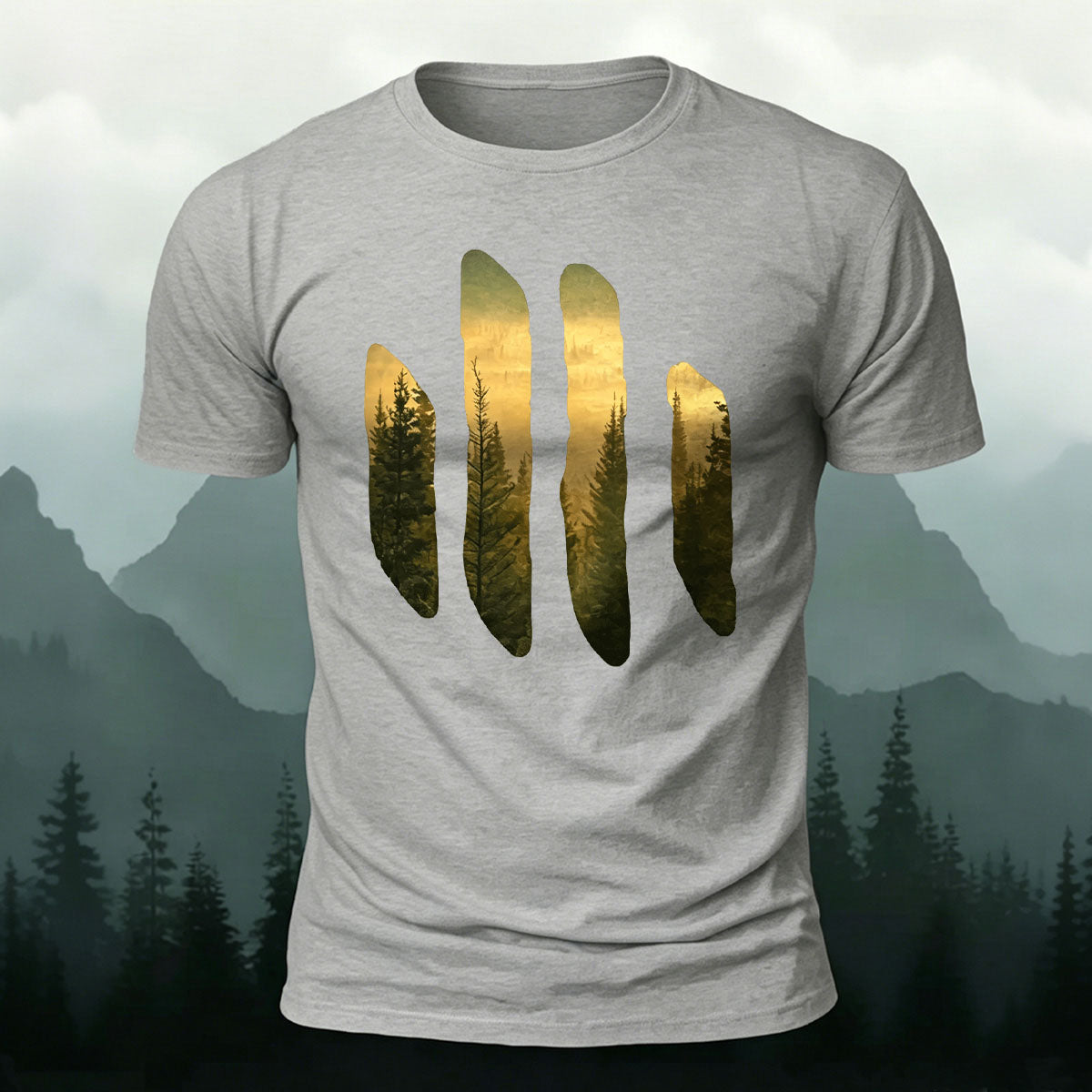 Beautiful Scenery Pattern Retro Casual Cotton T-Shirt