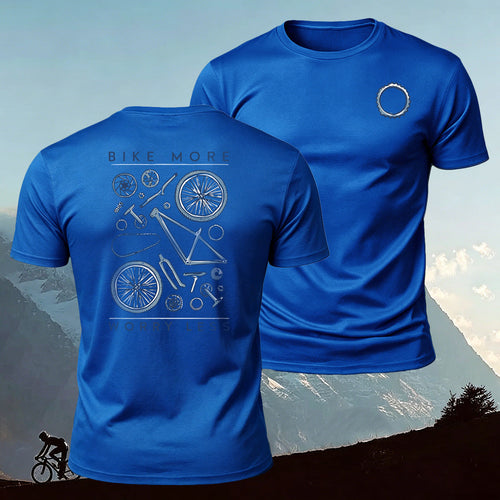 Bicycle Parts Print 100% Cotton Casual T-Shirt