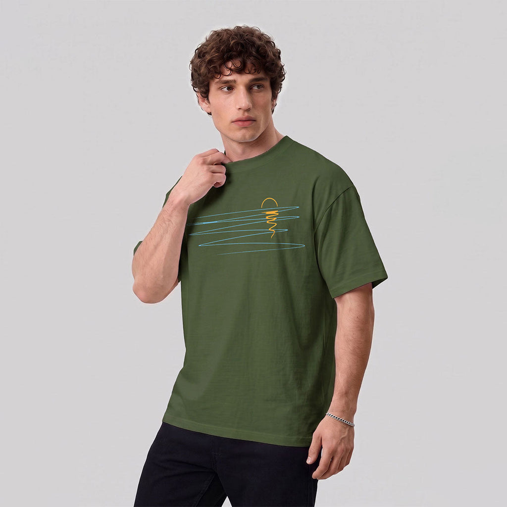 Sunset Line Pattern Minimalist Skin-friendly Casual T-Shirt