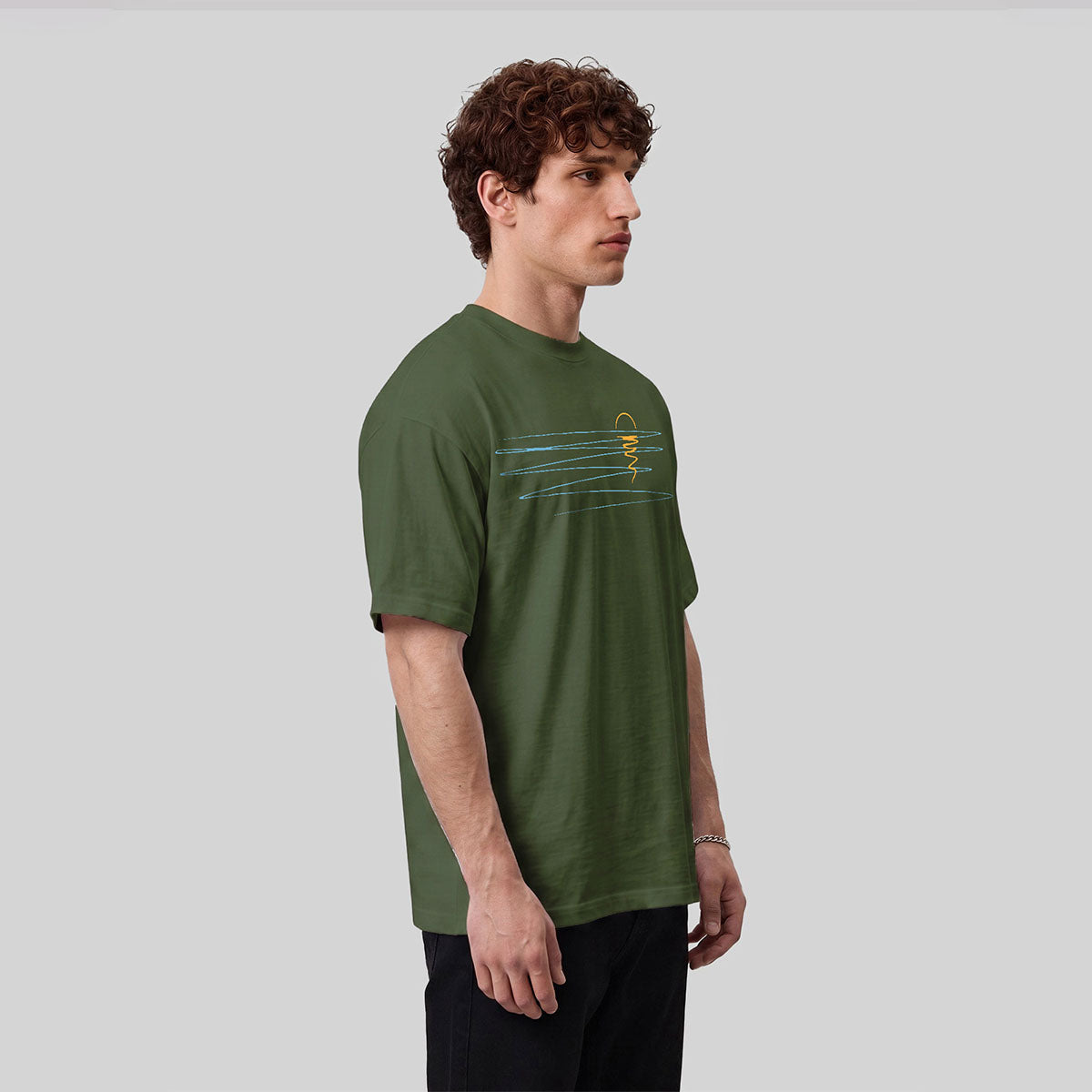 Sunset Line Pattern Minimalist Skin-friendly Casual T-Shirt