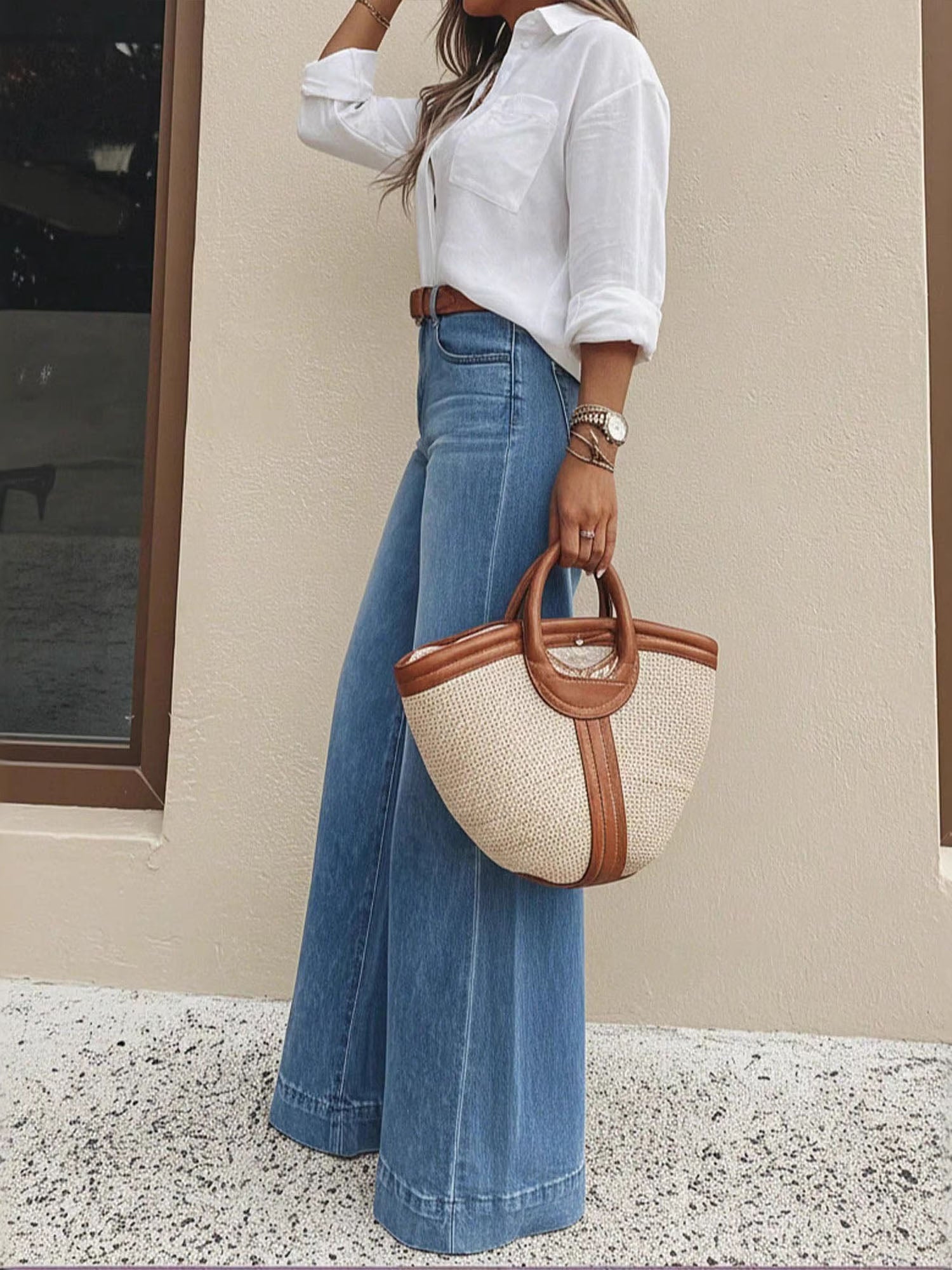 Vintage Minimalist High Waist Loose Wide Leg Jeans