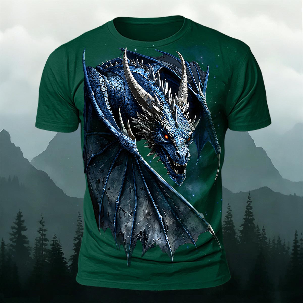 Fierce Dragon Print Cool Casual Sublimation T-Shirt