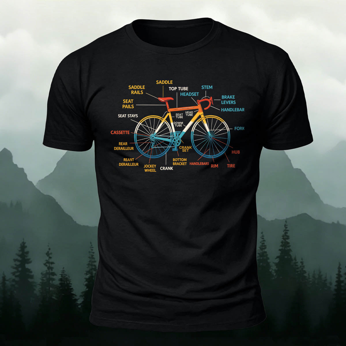Bicycle Logo Minimalist Print Basic Cotton T-Shirt