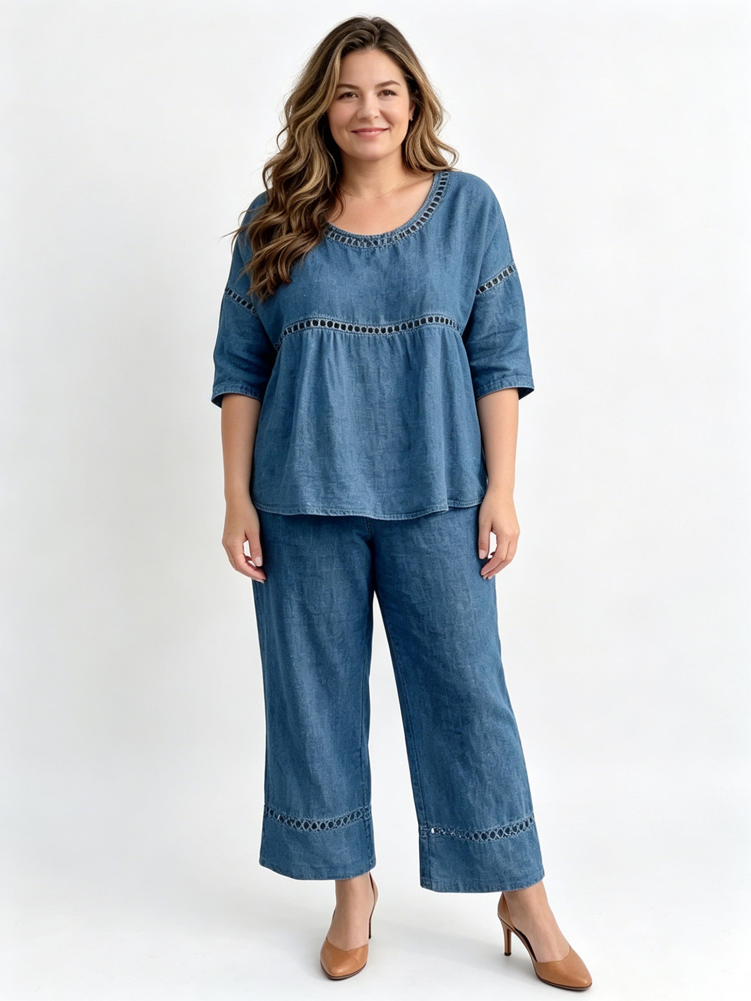 Casual Commuting Comfortable Loose Round Neck Set