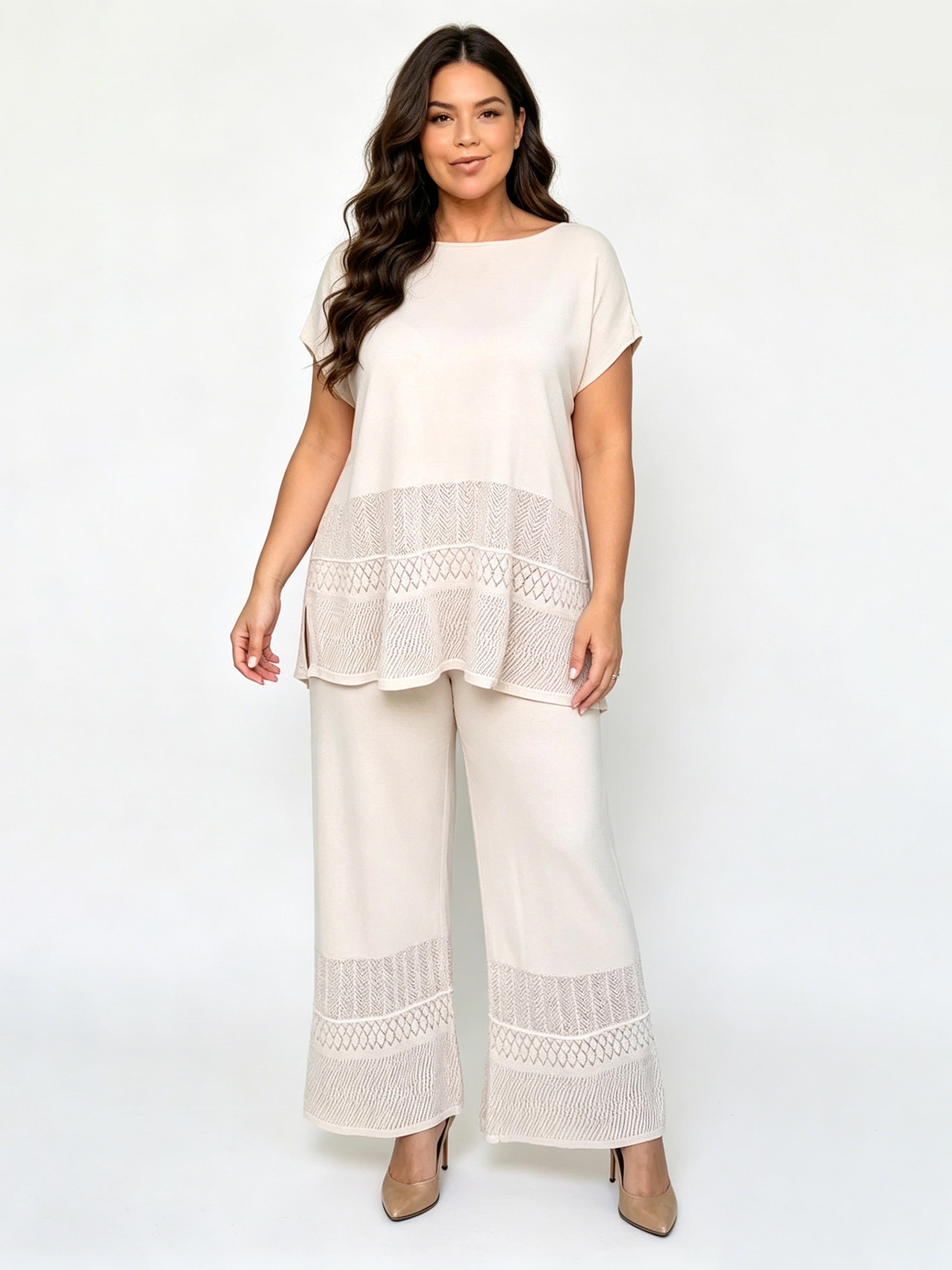 Casual Fashion Hollow-Out Solid Color Loose-Fit Set