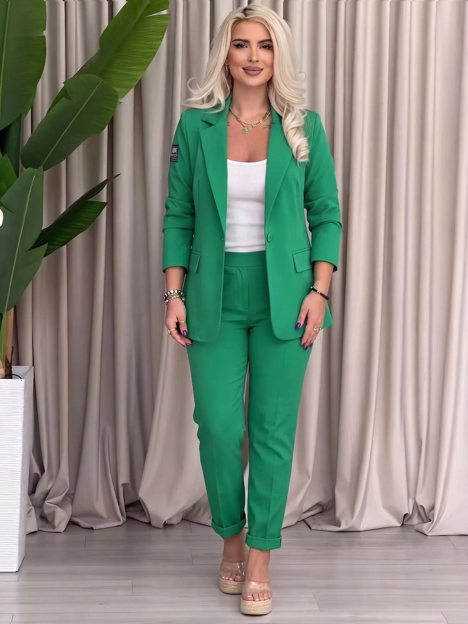Women's Casual Fashionable Skinny-Leg Pants Suit Set