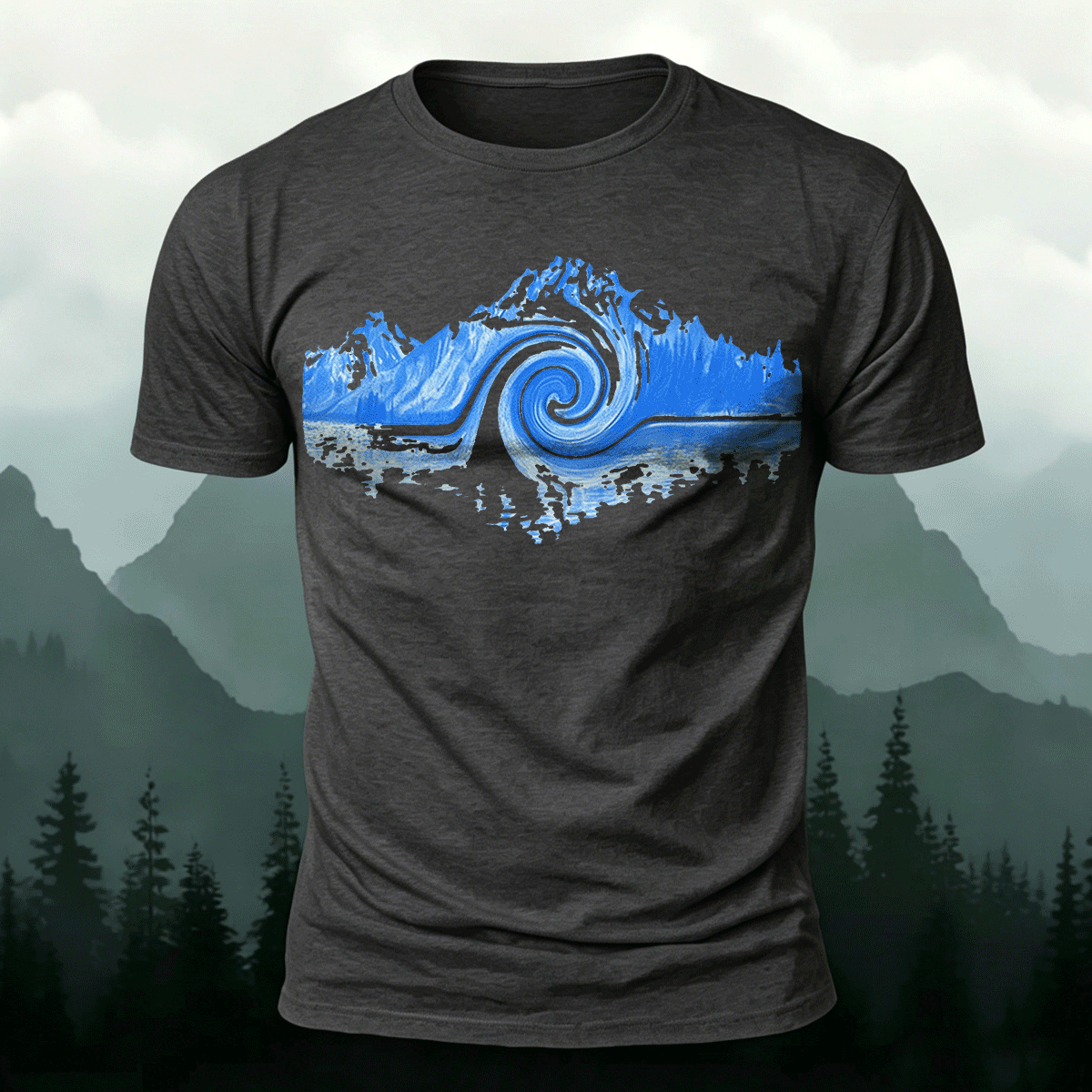 Abstract Landscape Print Premium Cotton Casual T-Shirt
