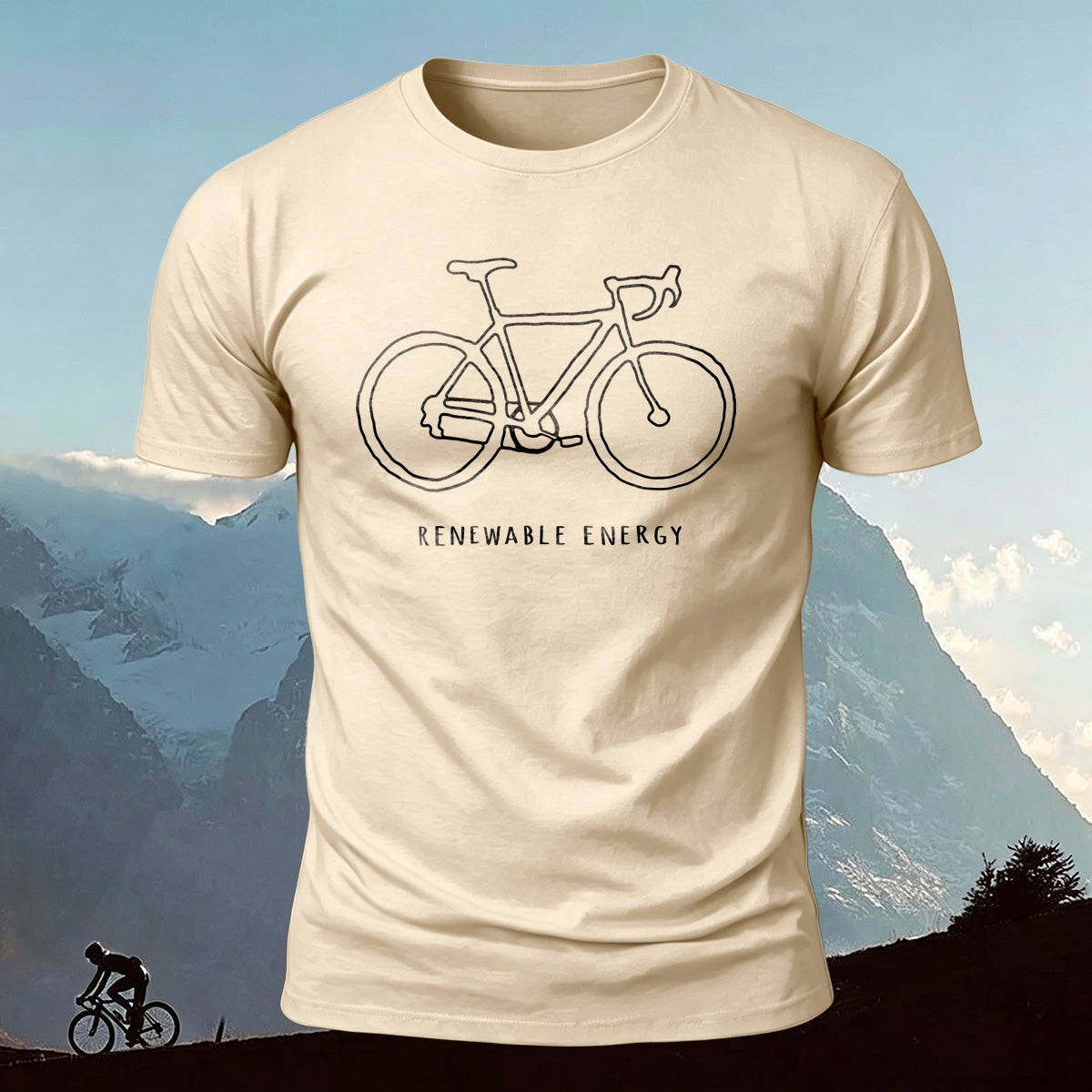 Bicycle Print Pattern Combed Cotton Comfort T-shirt