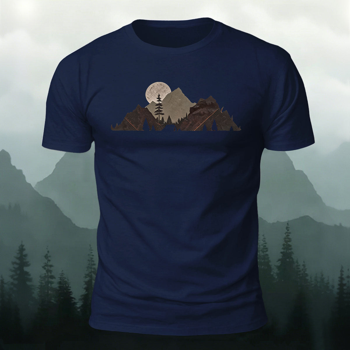 Mountain Landscape Pattern Natural Style Casual T-Shirt