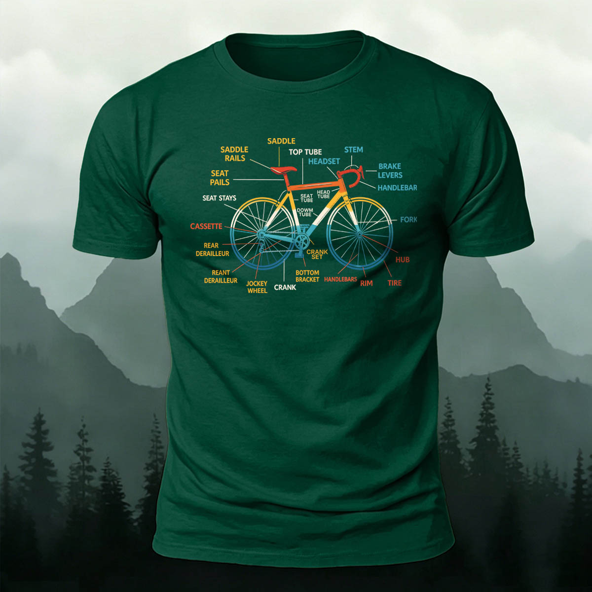 Bicycle Logo Minimalist Print Basic Cotton T-Shirt