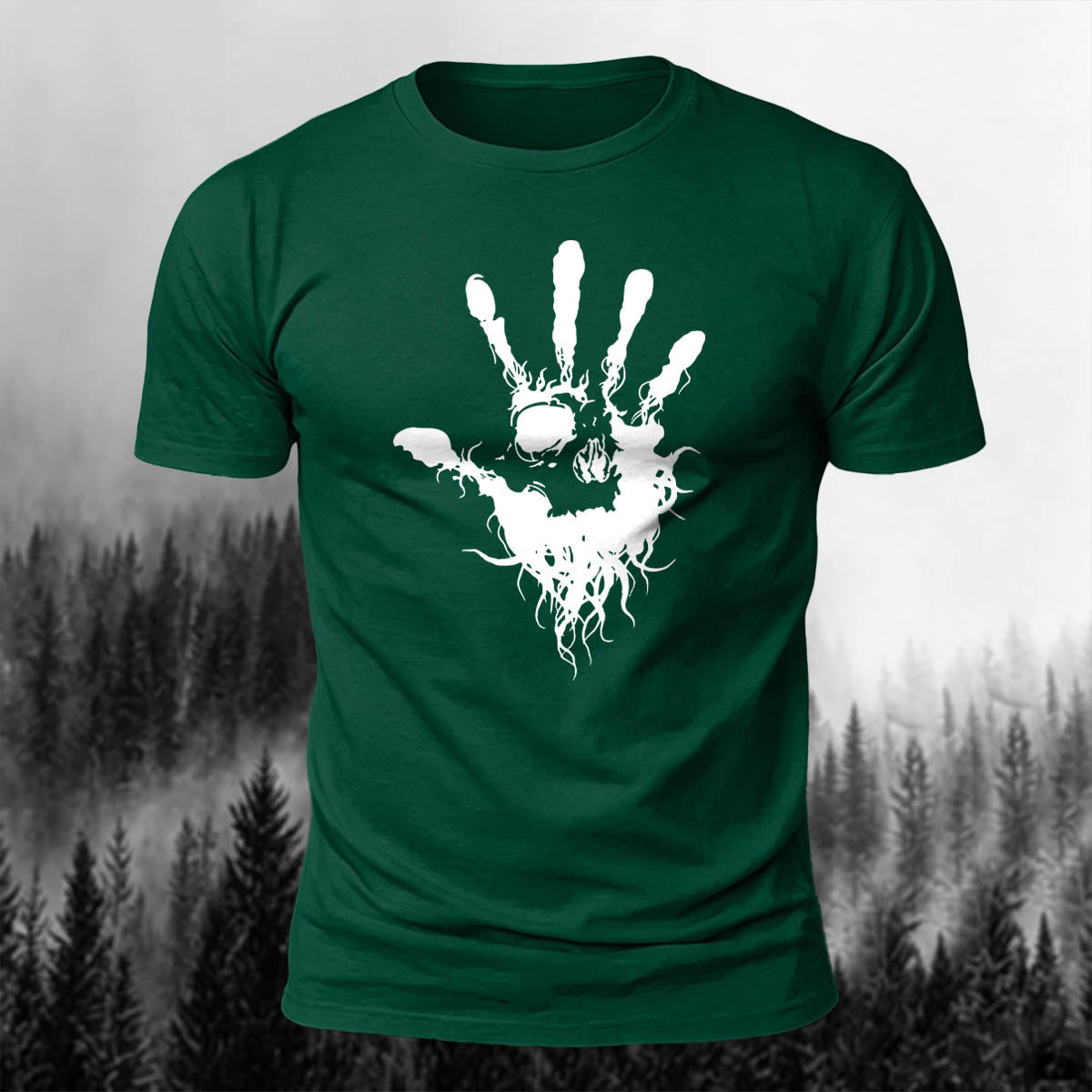 Cotton Skull Face Palm Print Outdoor T-Shirt