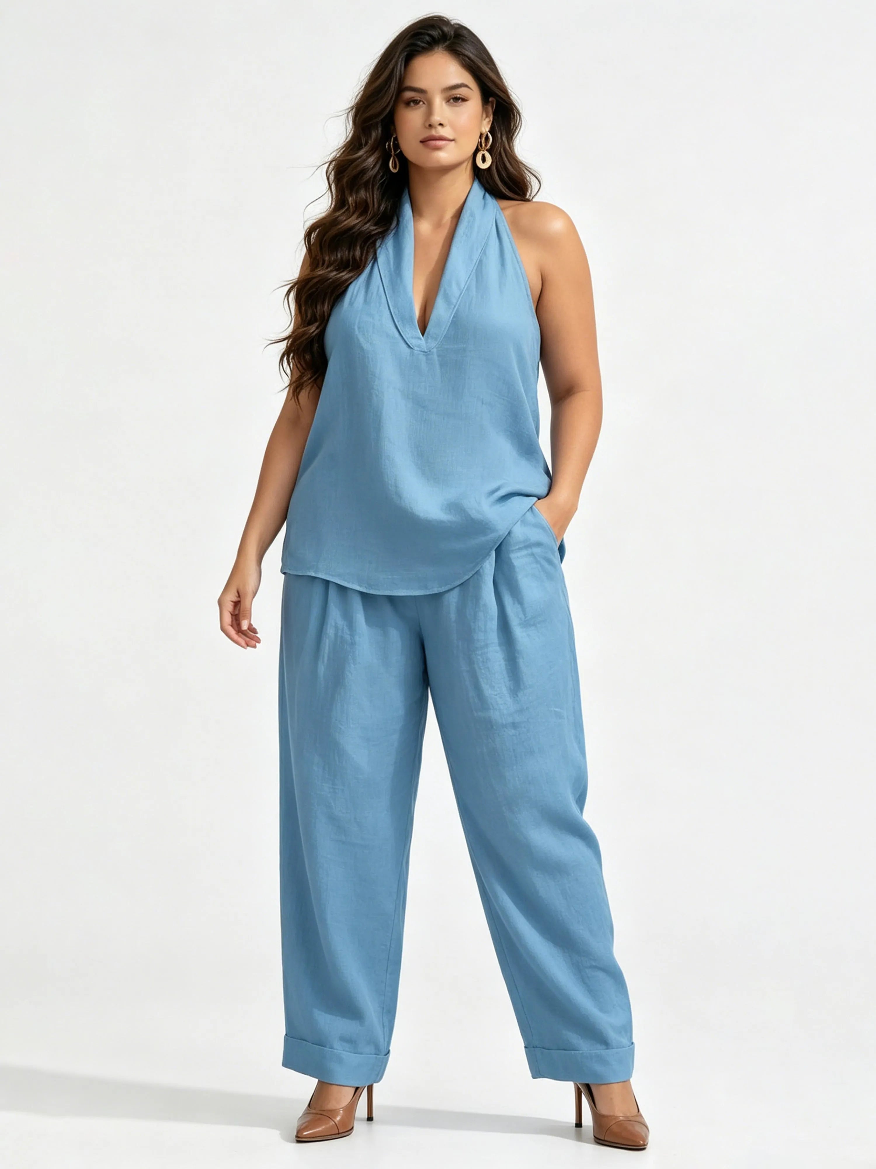 Sleeveless Loose-fit Hanging Casual Fashion Set