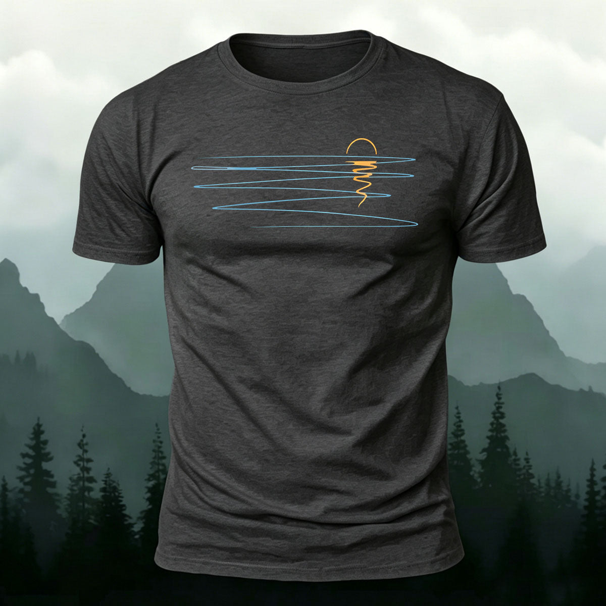 Sunset Line Pattern Minimalist Skin-friendly Casual T-Shirt