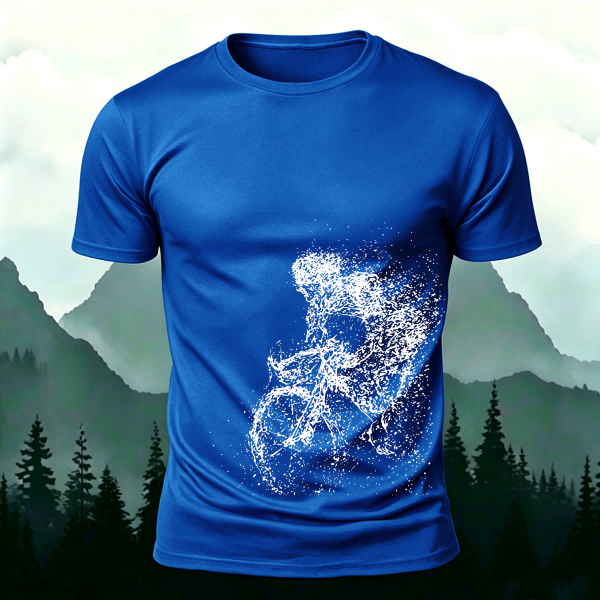 Cycling Pattern Mountain-Style Cotton Casual T-Shirt
