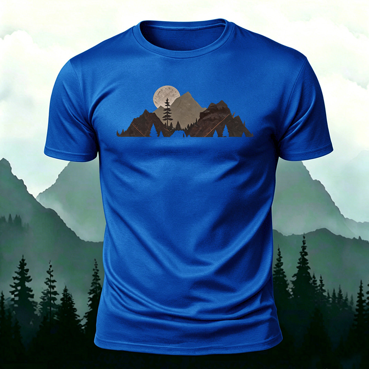 Mountain Landscape Pattern Natural Style Casual T-Shirt