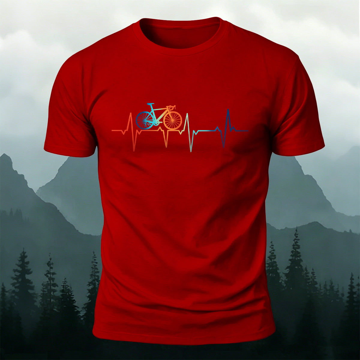 Bicycle Color Print Natural Soft-touch Feel T-Shirt