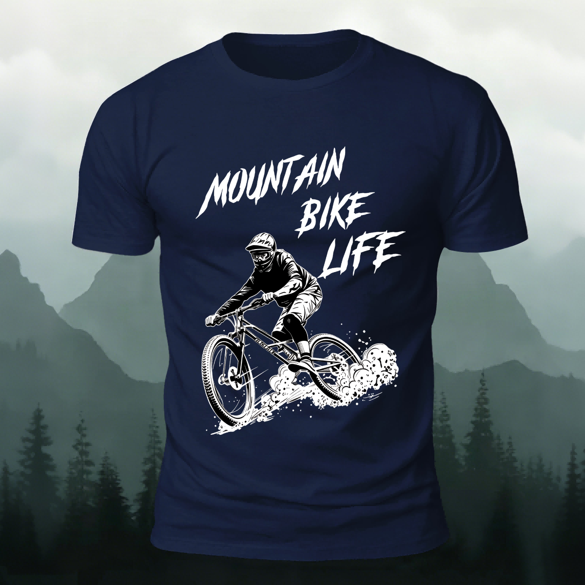Mountain Biking Print Breathable Material T-Shirt