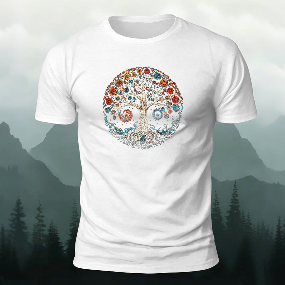 Bloom Tree Print Soft-touch Feel Cotton T-Shirt